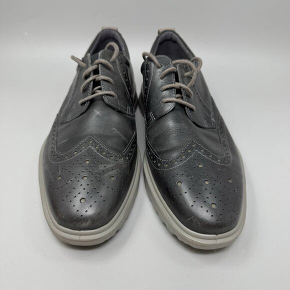 Ecco St.1 Hybrid Lite Men\'s 10 Black Sneaker Leather Shoes Wingtip Lace-Up Flat main image 4